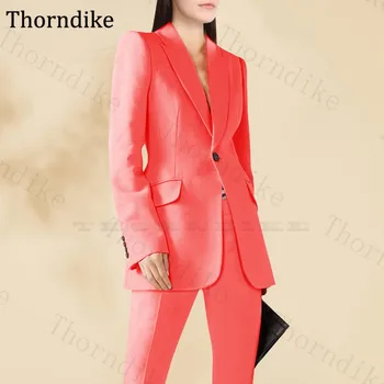 

Thorndike 2020 Women Suit Autumn Winter Ladies Pant Suits Custom Made Single Button Women's Suits 2 Pcs Peaked Lapel Blazers