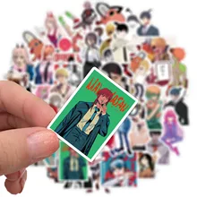 

50Pcs Cartoon Stickers Chainsaw Man Mobile Phone Notebook Diary Skateboard Book Guitar Suitcase Decoration Sticker