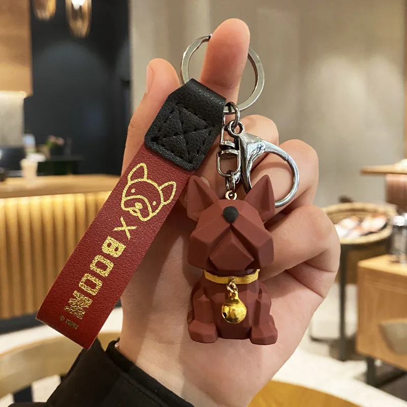 Lv French Bulldog Pu Leather Keychain/ Bag Charm