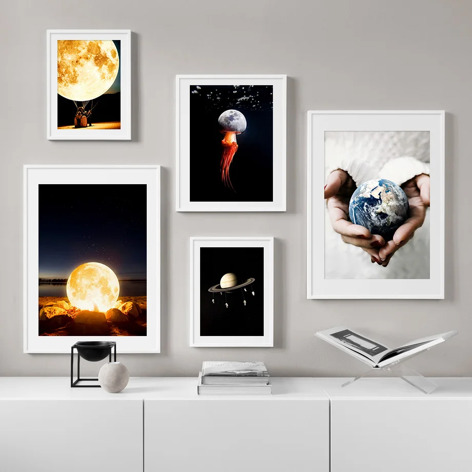 

Abstract Sun Earth Starry Sky Wall Art Canvas Painting Nordic Posters And Prints Abstract Wall Pictures For Living Room Decor