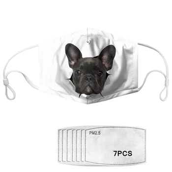 

Cute Animal French Bulldog Printed Kids Masks with 7pcs Filters Washable Reusable Children Face Mask Dustproof Mask