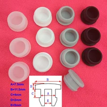 10/20/50/100pcs 7.5mm Silicone Rubber Hole Caps Inner Hole 5mm T-type Plug Cover Snap-on Gasket Blind Hole Seal Stopper