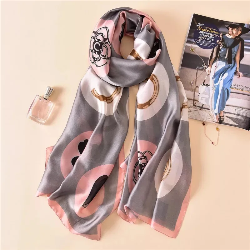 Женский стиль морской пляж качество шаль Китай популярные модные шелковые женские осенние и зимние красивый принт шарфы хиджаб - Цвет: 53
