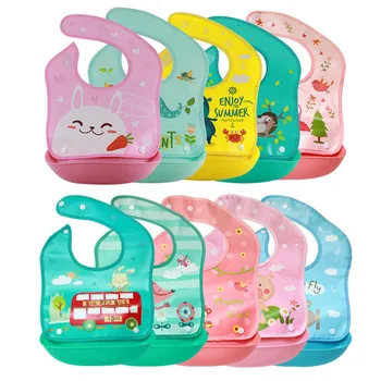 

Newborn Baby Bandana Bibs Cartoon Apron Waterproof Stuff Feeding Burp Soft Toddler Bib Boys Girls EVA Silicone Washable Eating