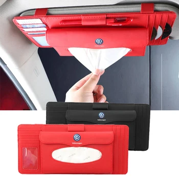 

Multifunctional Car Leather Hanging Tissue Box For VW Touran Bora Polo Golf 5 6 7 Passat B5 B6 B7 Beetle Jetta CD Card Clip