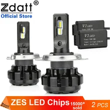 Zdatt H7 светодиодный H4 лампы для автомобилей H11 светодиодный фары лампы лампада H8 H9 HB3 9005 HB4 9006 Противотуманные фары 6000 К Авто 12V 24V
