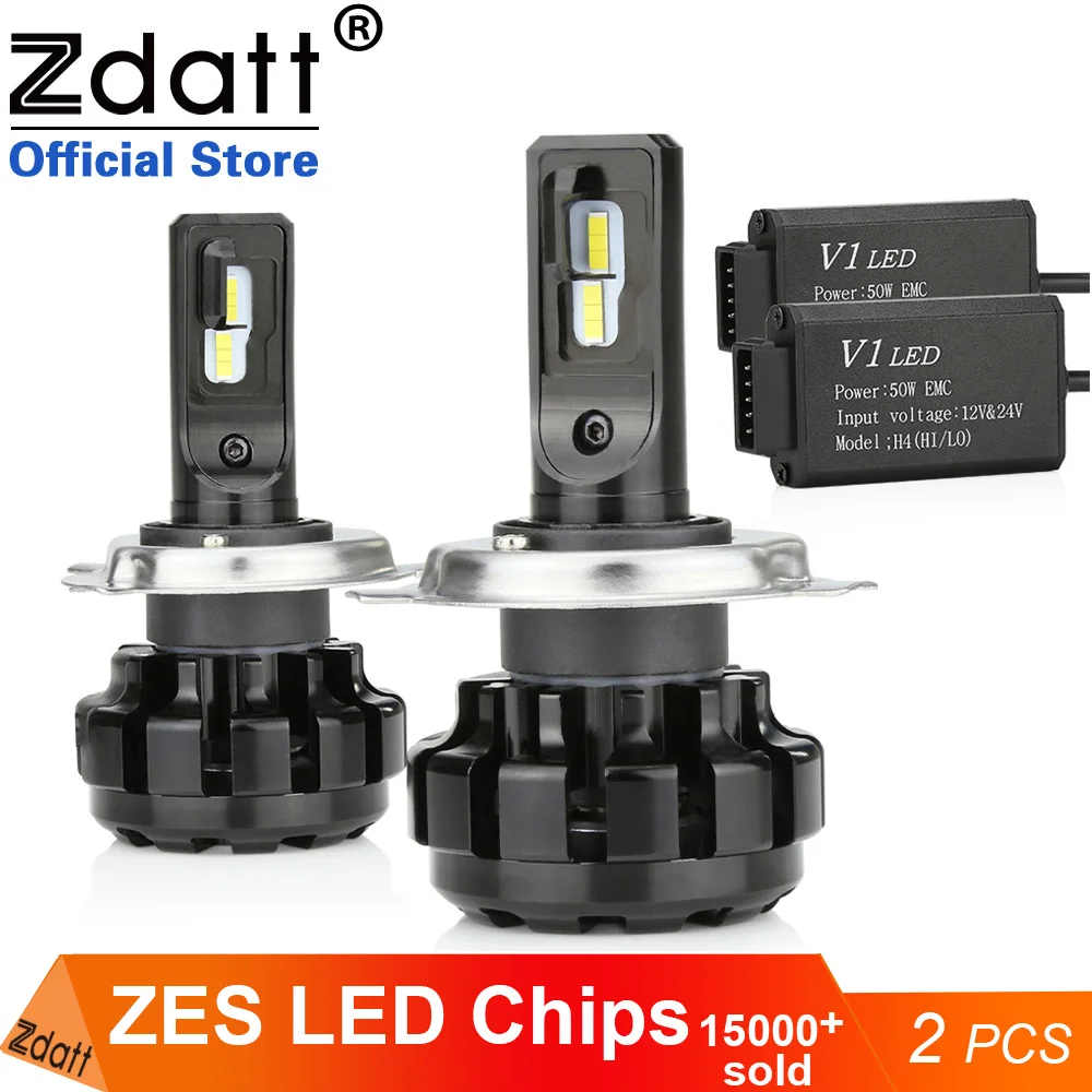 Baratos Zdatt H7 lámparas LED H4 para coches H11 faros LED BOMBILLAS lámparas H8 H9 HB3 9005 HB4 9006 faros antiniebla 6000K productos para automóviles 12V 24V