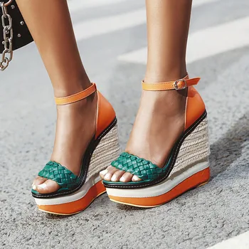 

Doratasia 2020 On Sale High Quality Platform Hemp Wedges High Heels Bohemia Summer women's ankle-strap Sandals Shoes Woman
