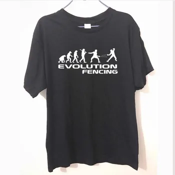 

Evolution Of Fencing Funny Mens T-Shirt Black White Grey Red Casual Tee Shirt Loose Letter T Shirts Tops