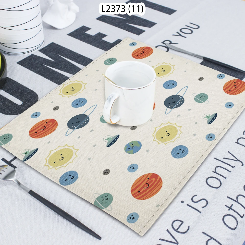 

1 Piece Of Planet Pattern Butterfly Flower Print Terry Cloth Home Decoration Table Mat Cloth Tea Coaster 42*32 Servilletas Tela