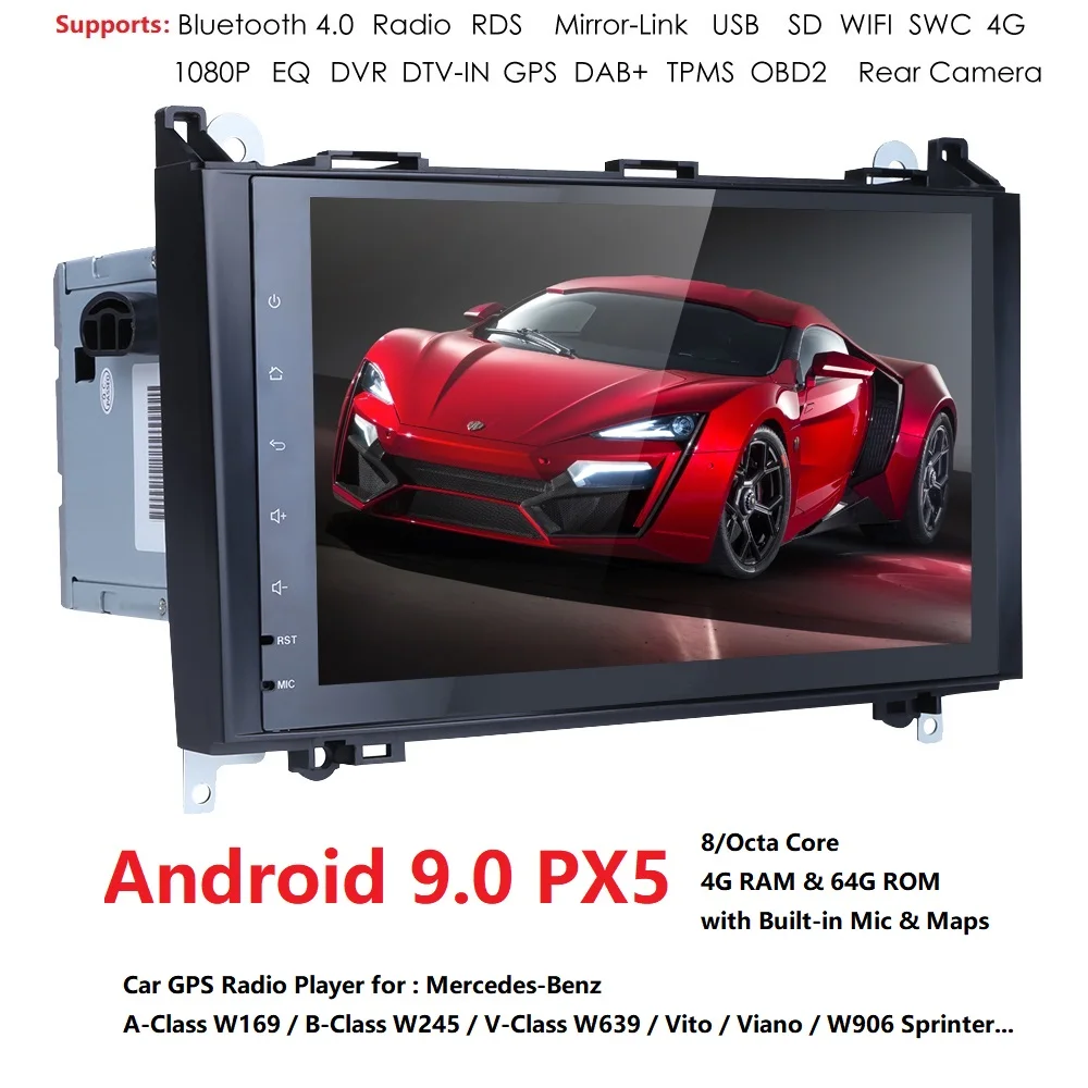 Best Android 9.0 4G+64G Car AutoRadio Navi For Mercedes Benz Sprinter B200 W209 W169 W169 B-class W245 B170 Vito W639 Car GPS player 1