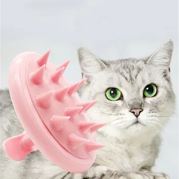 

Cat Bath Comb Pet Silicone Massage Scalp Shampoo Brush Dog Plastic SPA Shower Grooming Combs Pets Hair Removal Cleaning Supplies