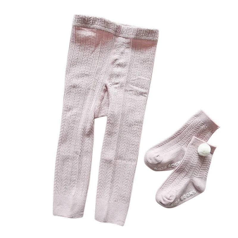 Kids Pantyhose Autumn Tights for Girls Stocking Children Cotton Solid Pantyhose For Baby Girls Tights 0-3Y - Цвет: Розовый