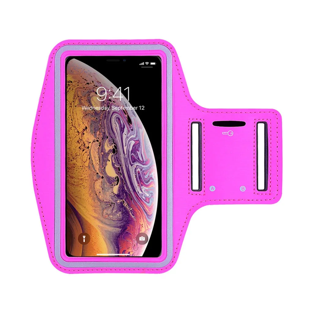 Нарукавная повязка для iPhone 11 Pro Max чехол спортивный спортзал Бег Упражнение для рук ремешок для iPhone 11 Pro Max Бег - Цвет: Hot Pink