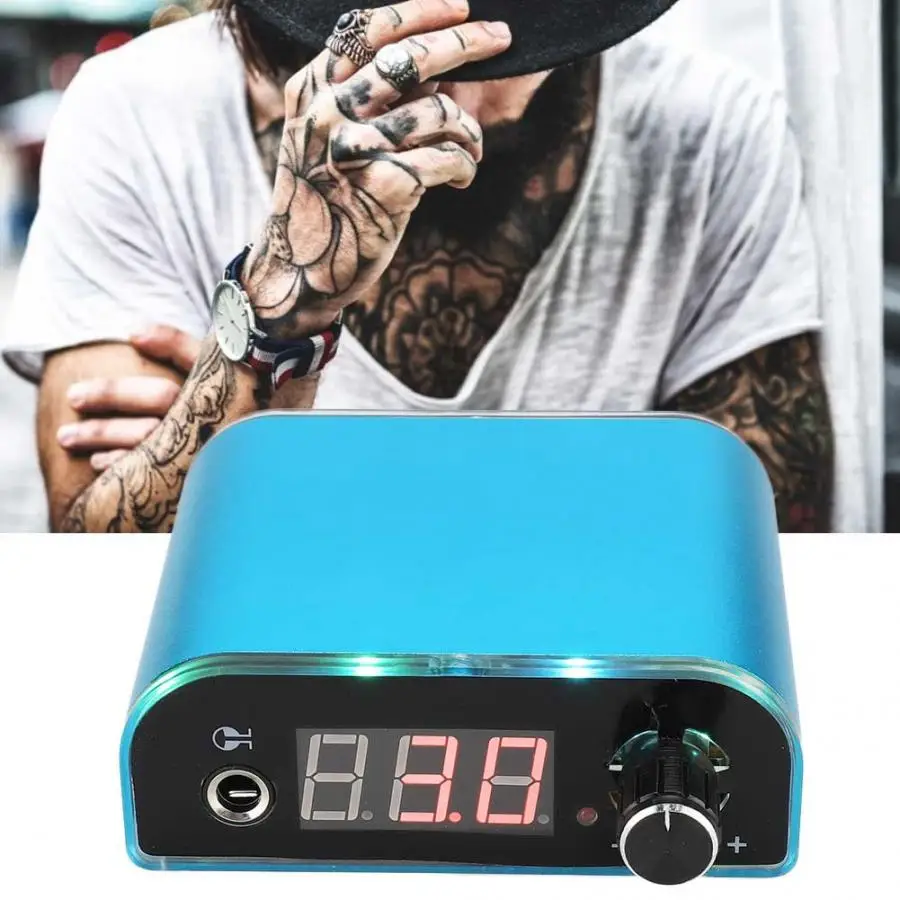 

Footswitch Professional Adjustable Tattoo Machine Power Supply Tattoo Power Source with LCD Blue 100-240V Tattoo Equipment