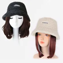 冬の暖かいための帽子キャップウィッグエクステンション女性の女の子シックなスタイルの合成ショートボブヘア Radioeka Lk