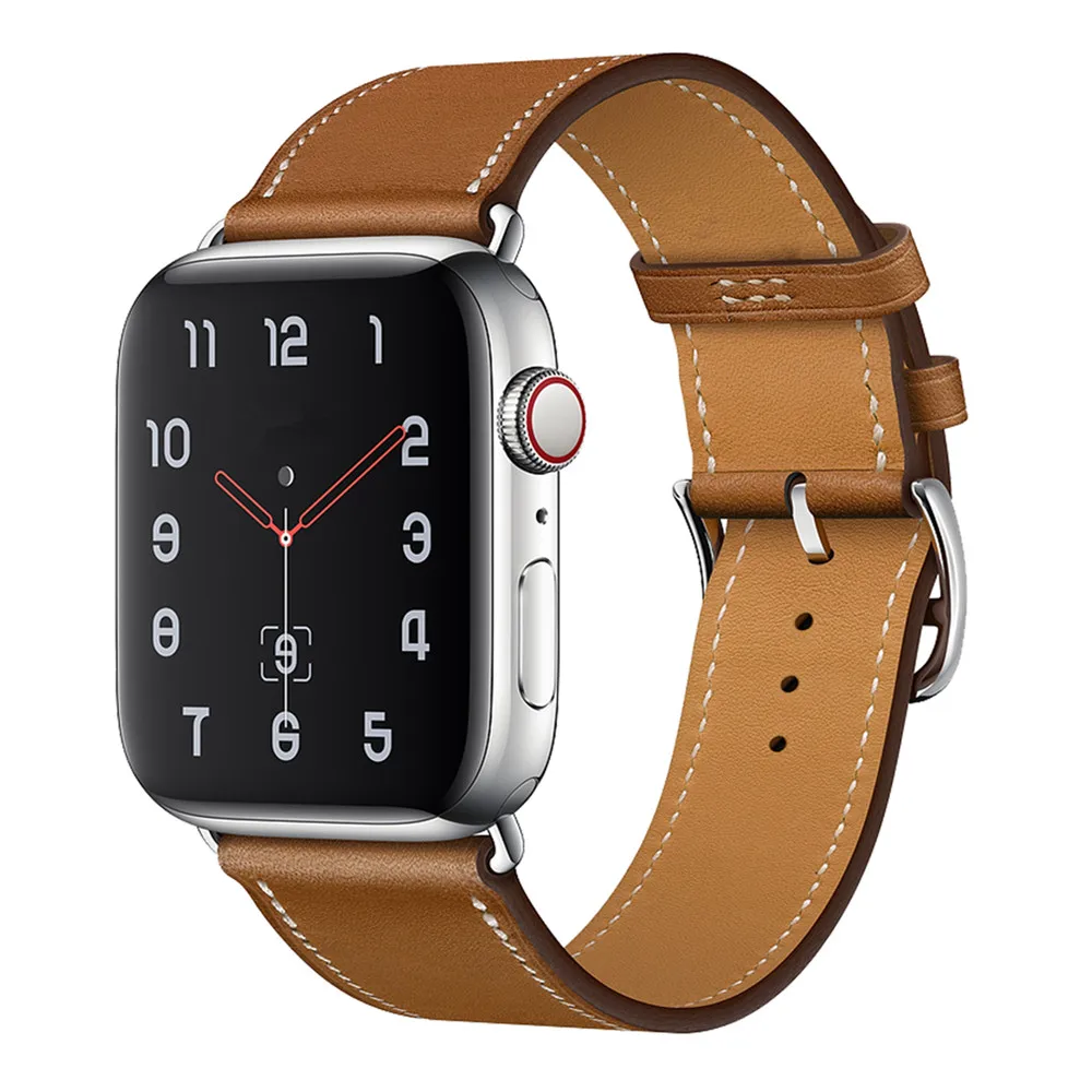 Кожаный ремешок для Apple watch band 44 мм 40 38 42 браслет iWatch One tour 5 4 3 se 6 | Наручные часы