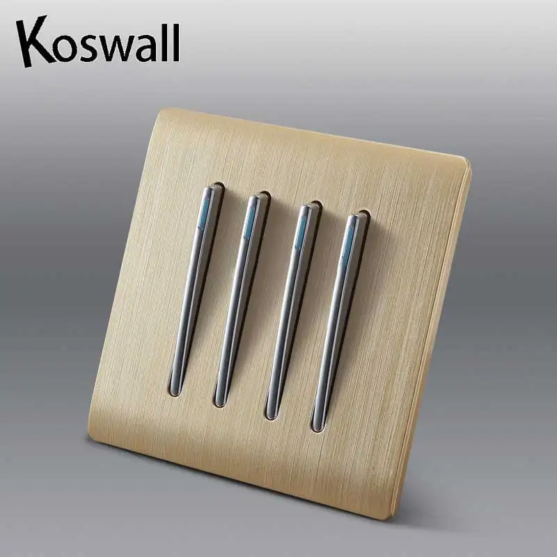 Настенный выключатель 4-позиционный 2-позиционный Светильник цвета шампанского и