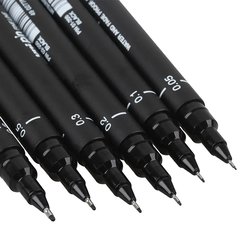 1pc 0.05mm-0.8mm Hook Line Pen Black Ink Gel Pen Comic Hand Drawn Writing Drawing Signature Stationery School Office Supplies aesthetic ancient style painting line drawing collection book comic character coloring book adult decompression book