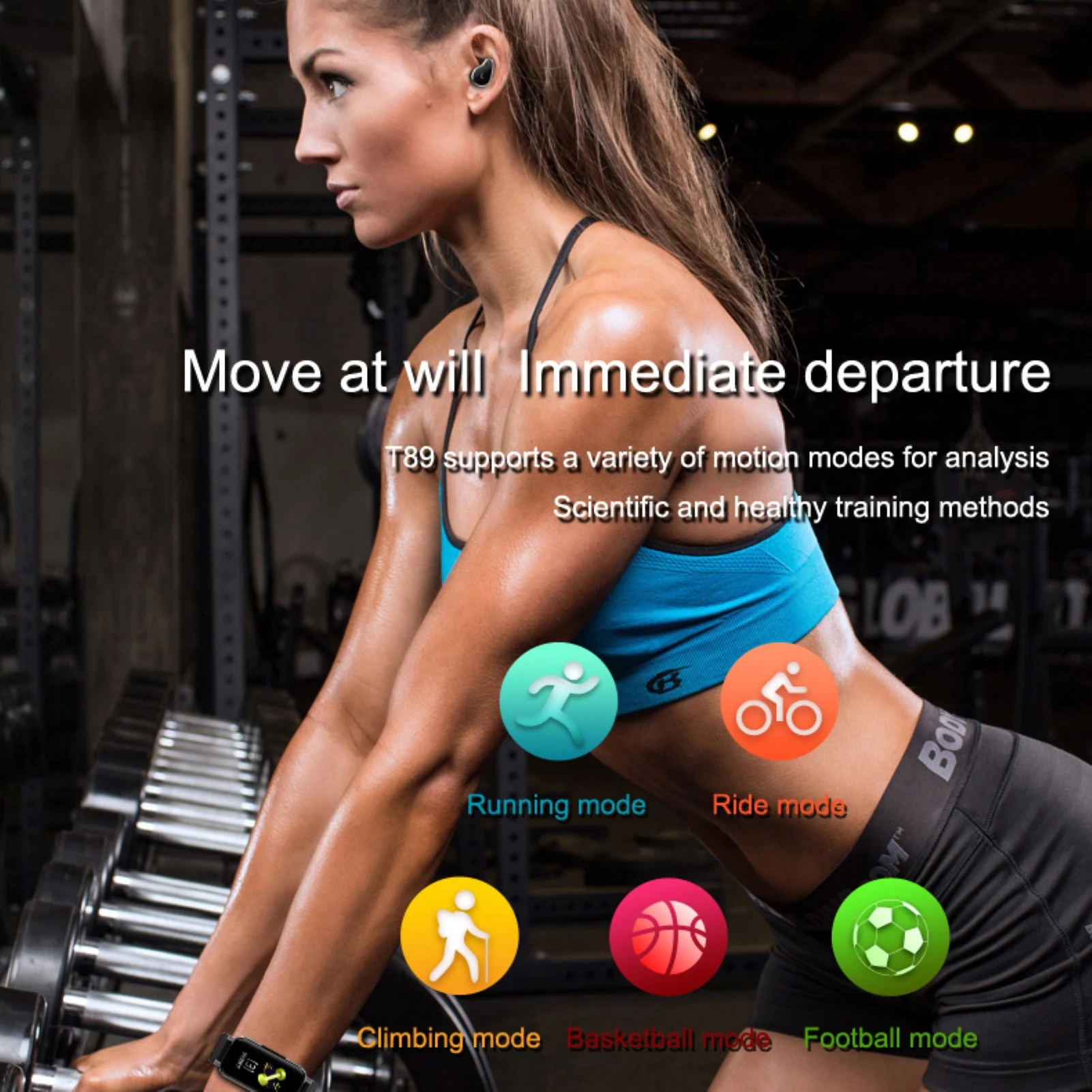 T89 TWS Bluetooth Earphone Smart Watch Touch control Smart Watch IP67 Support BT Call music Fitness Bracelet