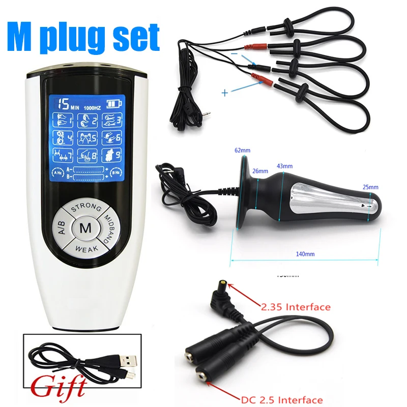 Electro Sex Toys Electric Sex Toys Electrostimulator for Men Electric Shock Anal Butt Plug Stimulation Cock Penis Ring