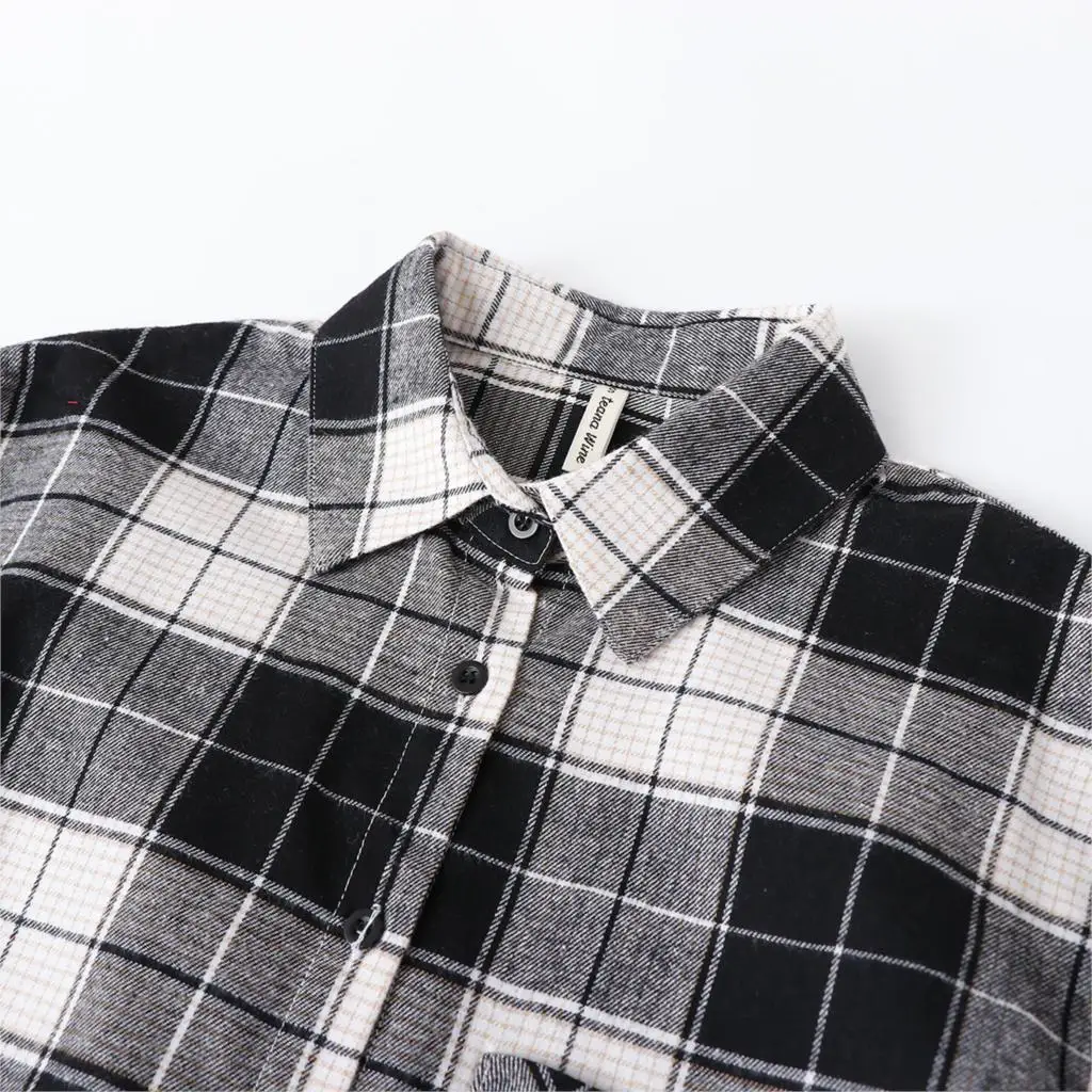 Fashion Women Plaid Shirt Chic Oversized Checked Blouse Long Sleeve Female Casual Print Shirts Loose Cotton Tops Blusas