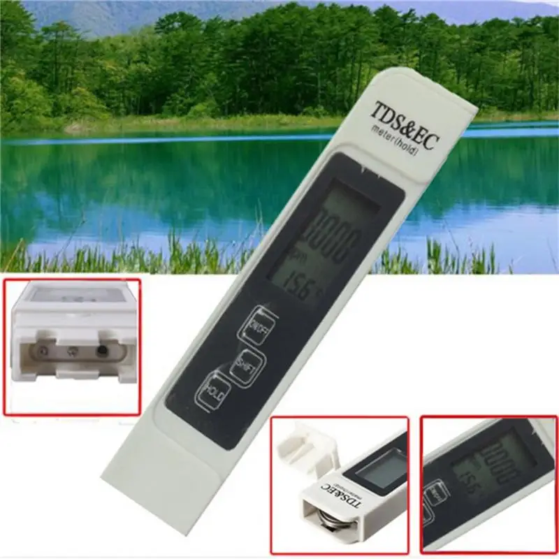 1PC Three-In-One Tds Pen Water Quality Test With Leather Case Battery Conductivity Soilless Culture TDS LCD Screen | Инструменты