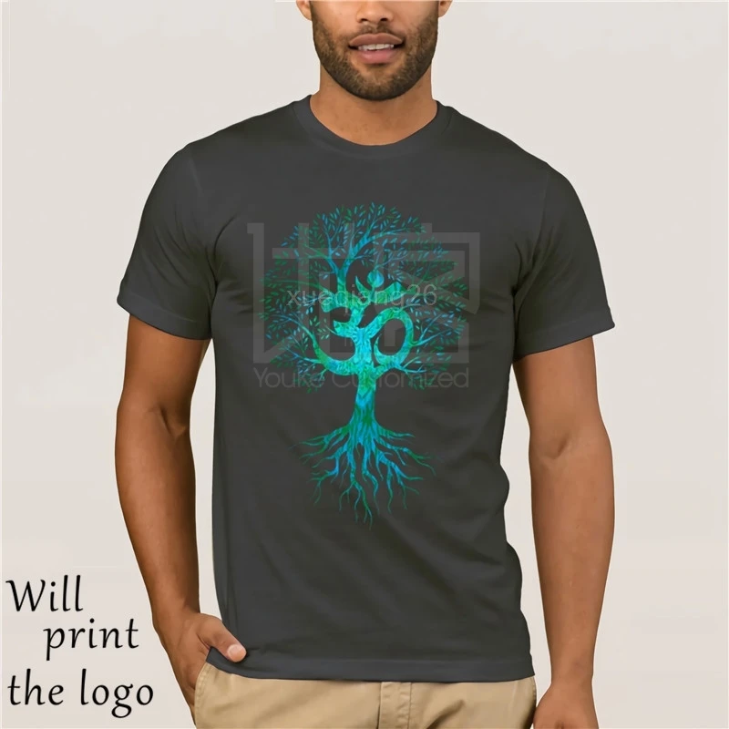 Gli uomini Maglietta Om Albero Della Vita T Camicia Nera T-Shirt Europa Magliette e camicette Magliette Tessuto di