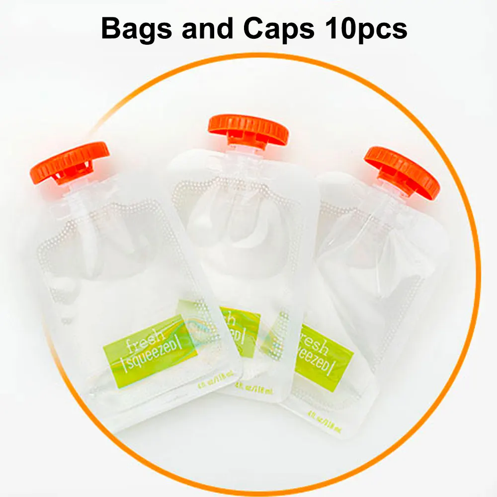 Bag 10pcs Выдавливание фруктового сока станция и мешки комплект для кормления набор для детского питания Набор для выдавливания еды сумки-контейнеры для хранения набор ложек - Цвет: Bag 10pcs