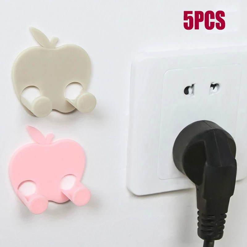 

5pcs Socket Hook Gluing Wall Adhesive Plug Holder Outlet Power Cord Storage Rack Plug Socket Kitchen Holder Hanger Organizer