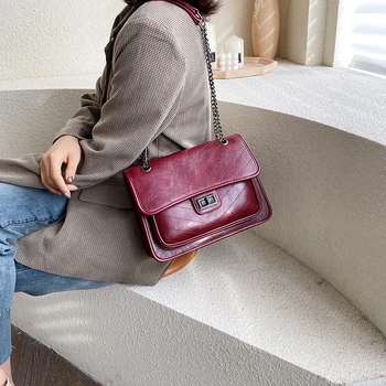 

Fashion Hight Quality Solid Color Soft Leather Shoulder Bags For Women Luxury Chain Crossbody Messenger Bag Female Handbags