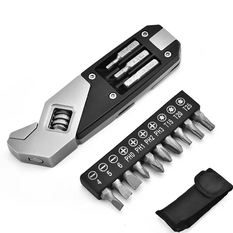 

Stainless Steel Adjustable Wrench Foldable Allen Wrench Multi-Function Wrench With Screwdriver Device Hand Tools Torx Hex