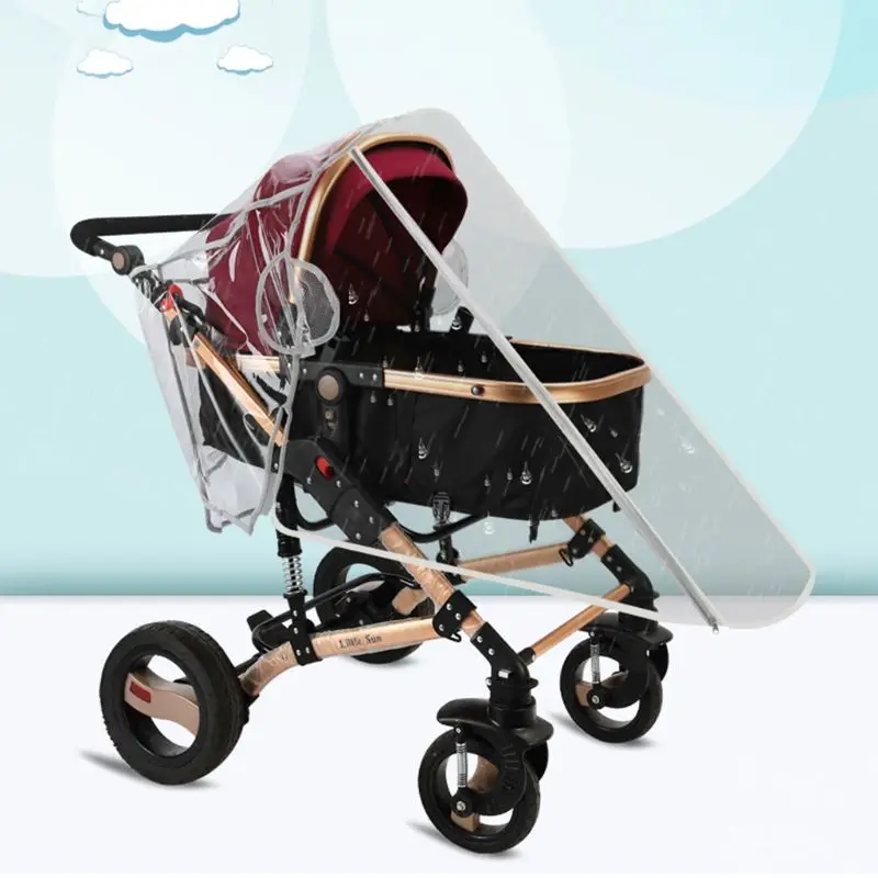 

Stroller Waterproof Rain Cover Transparent Wind Dust Shield Zipper Open Raincoat