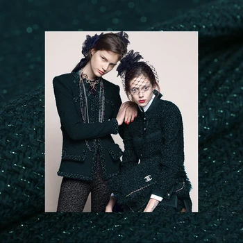 

18 Autumn&Winter Wool Viscose gold thread Blending Fancy Suiting Fabric For Women Coat 152CM Wide Fashion cloth For DIY Sewing