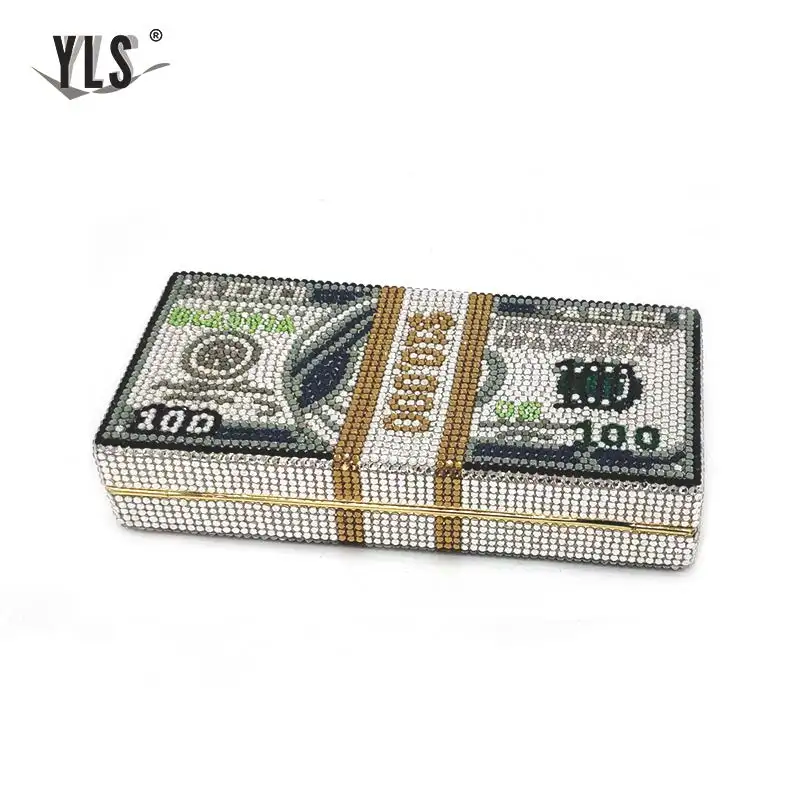 YLS Unique Design$100 Dollars Money Clutch Ladies Fashion Luxury Diamond Evening Bag Women Dinner Party Handbag Crystal