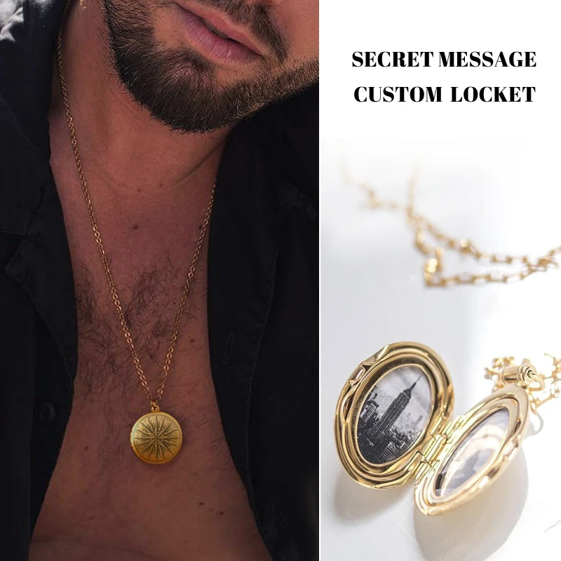 

PERSONALIZED WITH YOUR PHOTO LOCKET PENDANT ENGRAVABLE INSCRIPTION SECRET MESSAGE NECKLACE GIFT FOR BOYFRIEND GIRLFRIEND SISTERS