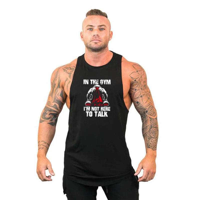 2021 nueva marca de los hombres de la moda gimnasio músculo culturismo Camisa sin mangas Camiseta ajustada al músculo camiseta de Fitness deporte impresión Chaleco de capacitación