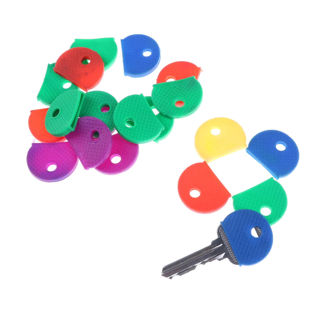 10pcs/20pcs Mixed Color Soft PVC Key Top Cover Caps Case Keyring ID Marker Tags Head Cover Keyring Topper