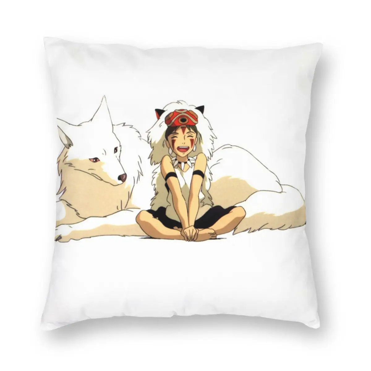 Princess Mononoke Wolf Square Pillow Case Polyester Throw Ghibli Anime Awesome Pillowcase | Дом и сад
