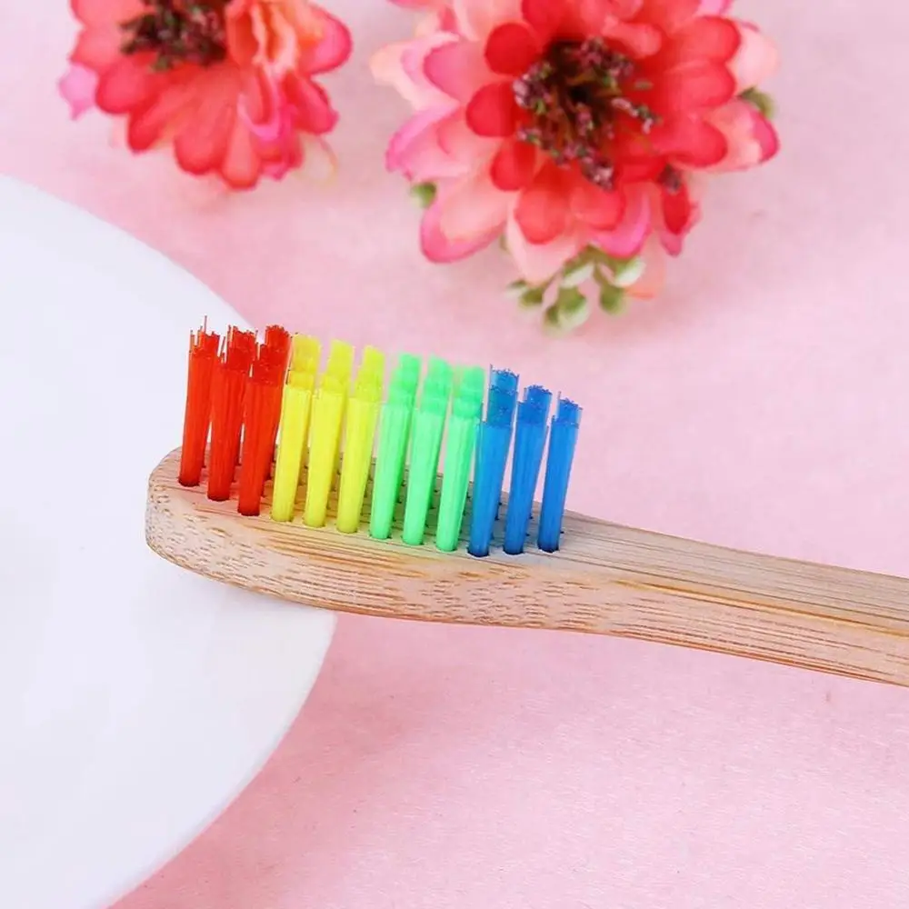 10/15/20pcs Rainbow Bamboo Toothbrush Soft Brush Eco Friendly Teeth Brush Colorful Teeth Brushes Wood Handle Adults Teeth Care