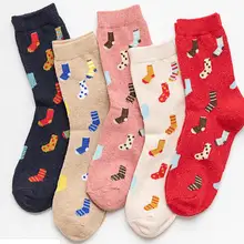 5 пар шерстяных носков с кроликом женские зимние теплые толстые мягкие носки с оленем женские носки с рисунками забавные пушистые носки в полоску