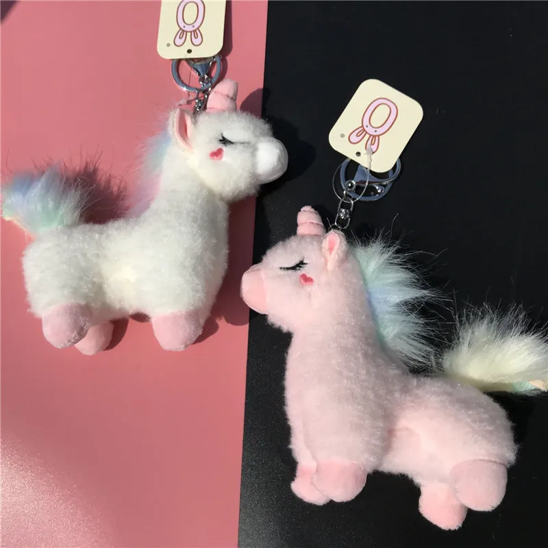 Cute Anime Cartoon Rainbow Unicorn Plush Toys Keychain Unicorns Horse Soft Stuffed Animals Dolls Key Bag Pendants 12pcslot  (2)