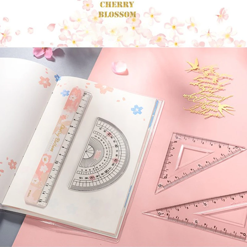 M&G Sakura Season Series Acrylic Ruler 4-Piece Set 4 Different Measuring Tools Kawaii Office Study Painting Stationery
