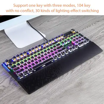 

RGB Gaming Mechanical Keyboard Ergonomic Durable 104-key Keypad With Colorful Backlight Two-color Keycap With Dual Chips