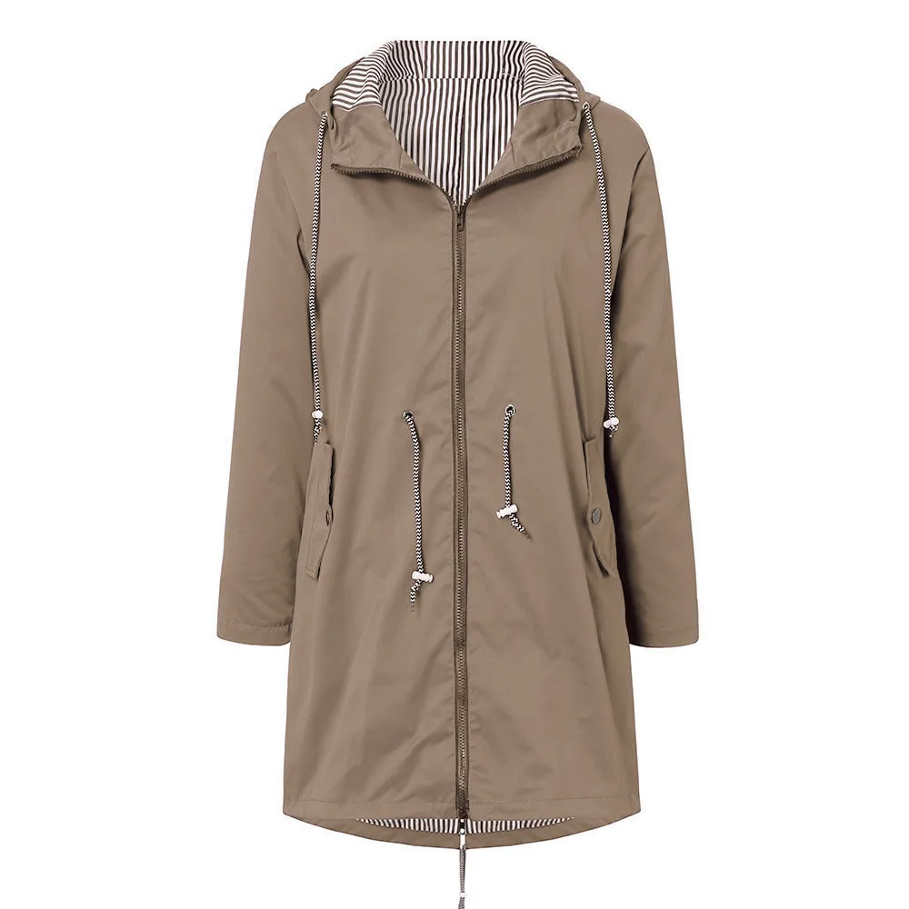 Женская однотонная непромокаемая куртка на открытом воздухе, большие размеры, водостойкое ветрозащитное Свободное пальто с капюшоном, Осень-зима, модная женская кофта
