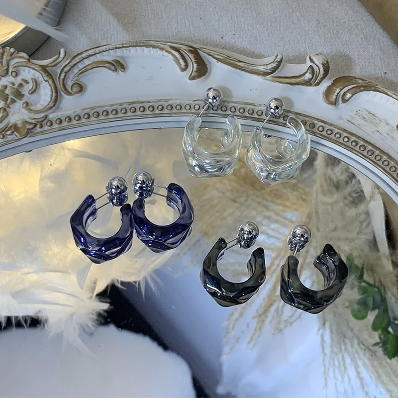 Модные разноцветные прозрачные полимерные акриловые серьги-капли 2021 полые