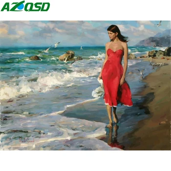 

AZQSD DIY Oil Painting By Numbers Girl Unique Gift Adult Coloring By Numbers Portrait Picture For Living Room Home Decoration