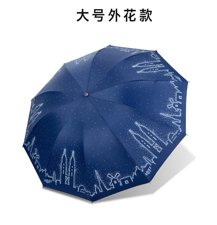 Yu bao негабаритных десять костяных солнцезащитных зонтов УФ-защитный винил зонтик женский двойной трехскладной складной