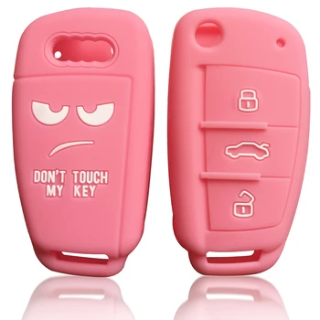 

Dont Touch My Key Case Cover For Audi A6 C6 Q2 A3 A4 TT Rose E-tron B7 RS3 S3 Car Key Cover Case Keychian Fob Holder Skin Set