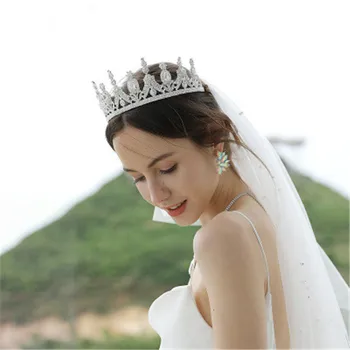 

Exquisite Crystal Zirconia Crown For Women Party Birthday Tiaras Headpiece Headwear Wedding Bridal Diadem Hair Jewelry Accessory